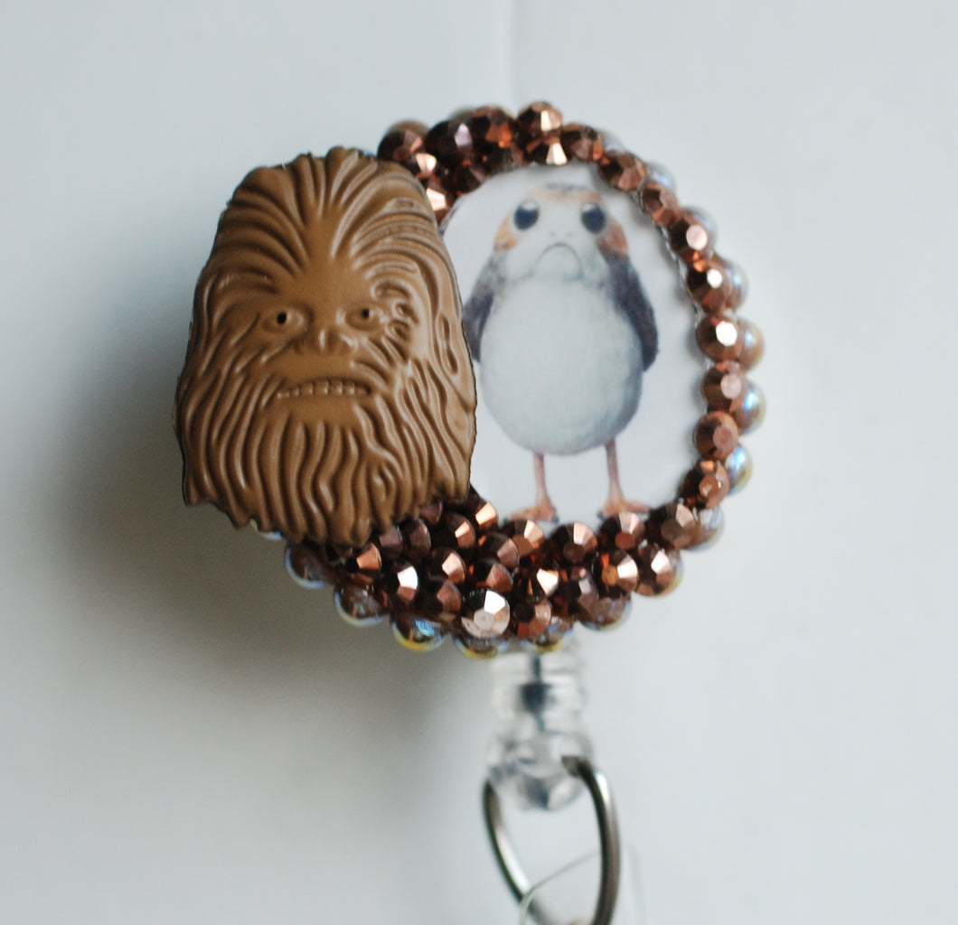 Star Wars Chewbacca And A Porg Retractable ID Badge Reel