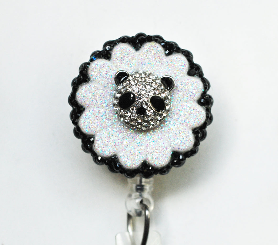 Rhinestone Panda Retractable ID Badge Reel