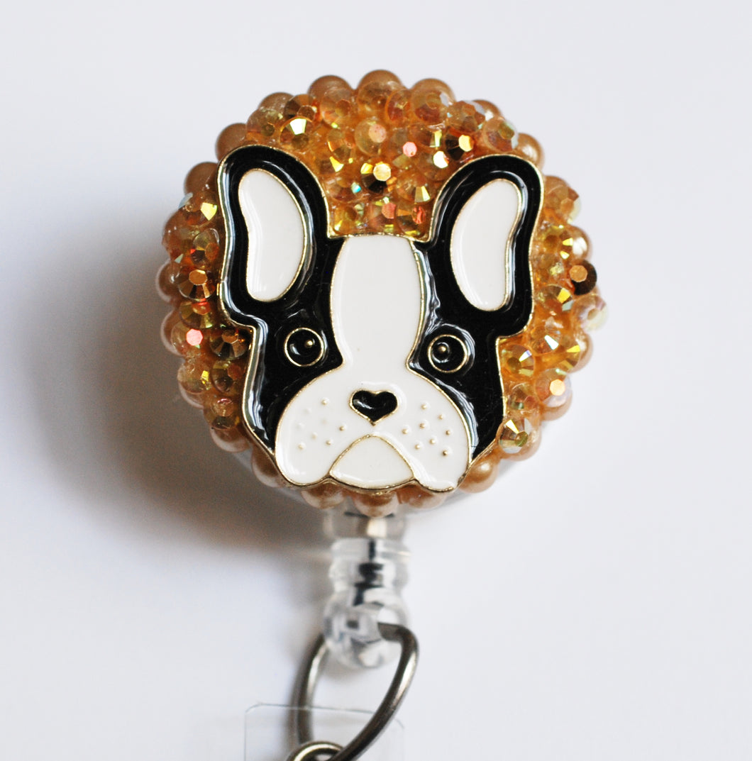 Boston Terrier Retractable ID Badge Reel