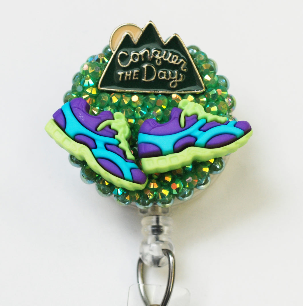 Conquer The Day Retractable ID Badge Reel