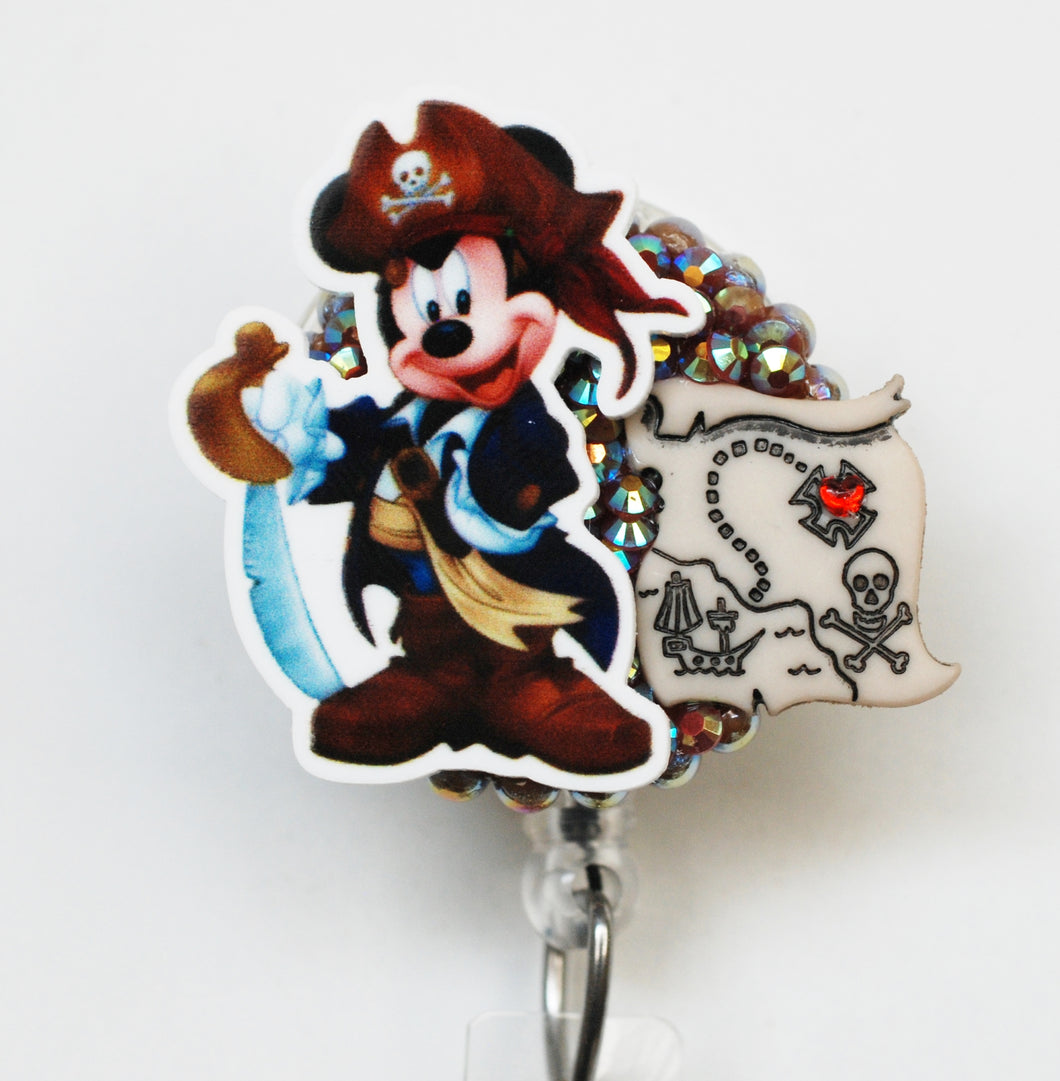 Mickey Mouse Pirate Life For Me Retractable ID Badge Reel