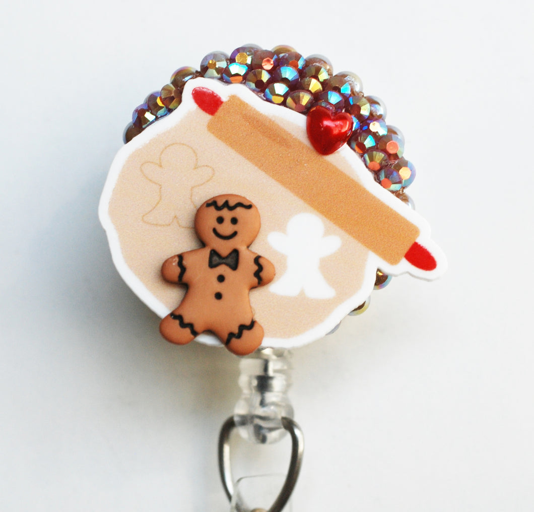 Gingerbread Man Cookie Making Retractable ID Badge Reel