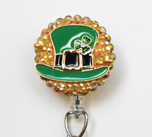 Load image into Gallery viewer, Dapper St. Patrick&#39;s Day Hat Retractable ID Badge Reel
