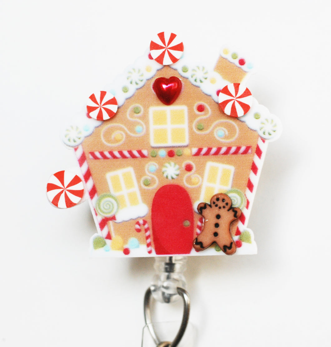 Yummy Gingerbread House Retractable ID Badge Reel