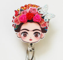 Load image into Gallery viewer, Frida&#39;s Face Retractable ID Badge Reel

