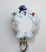 Load image into Gallery viewer, Frosty The Snowman With A Snowflake Retractable ID Badge Reel
