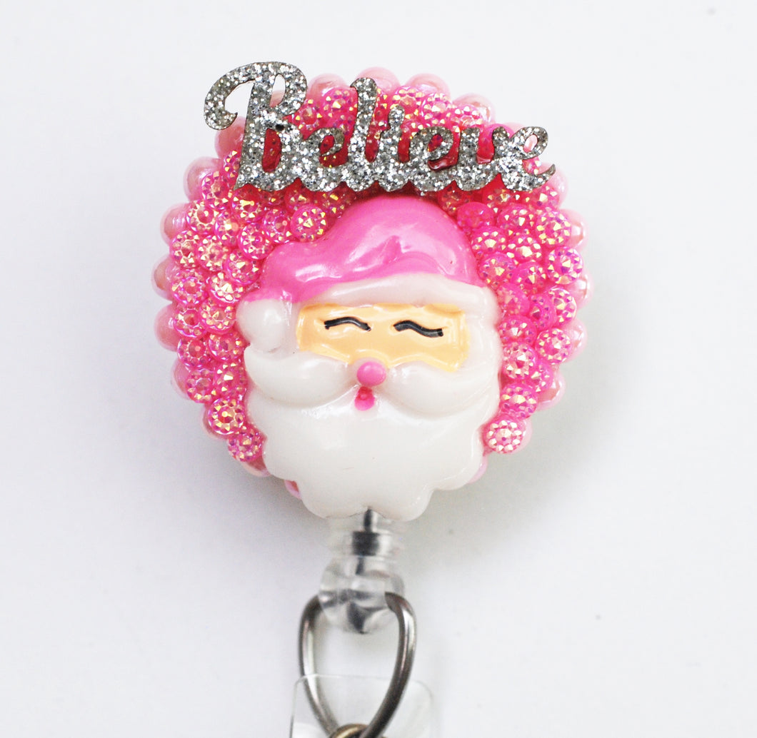 Santa Claus In The Pink Retractable ID Badge Reel