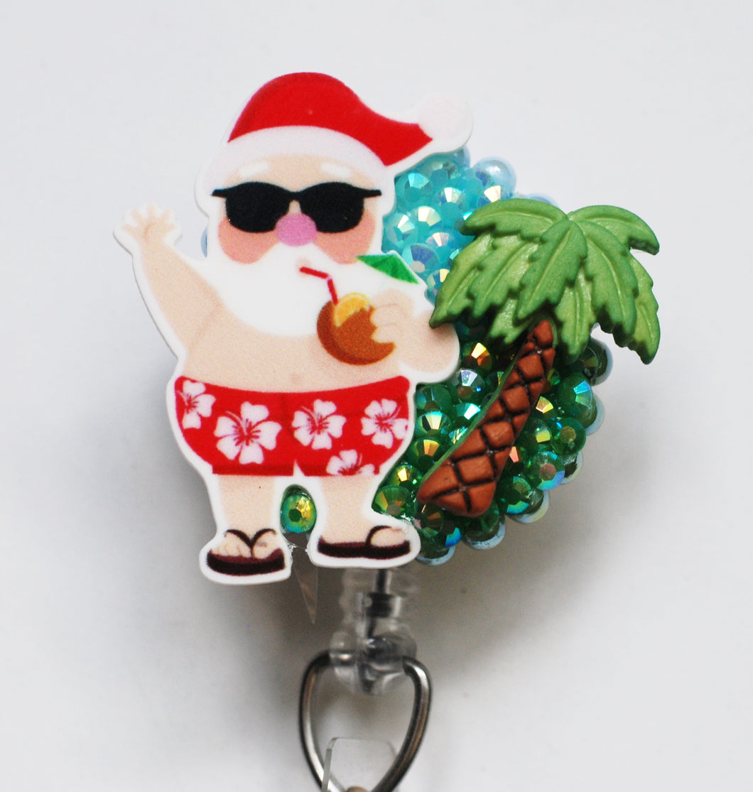 Santa Claus On Vacation Retracable ID Badge Reels