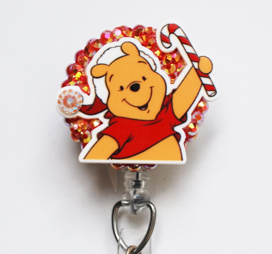 Holly Jolly Winnie The Pooh Retractable ID Badge Reel