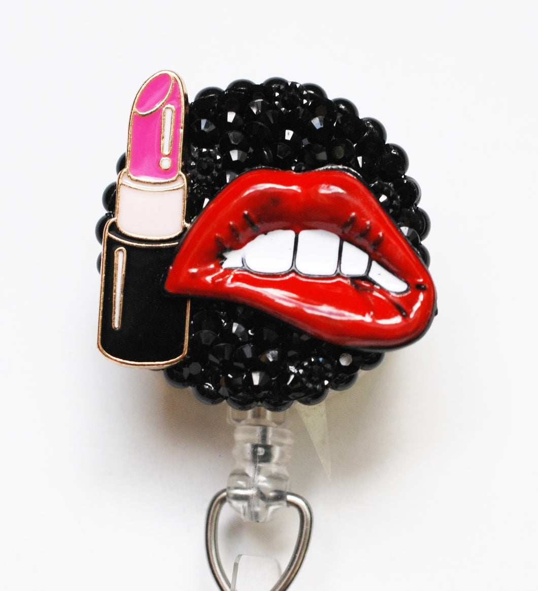 For Red Lips Only Retractable ID Badge Reel