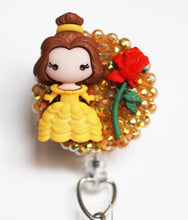 Load image into Gallery viewer, Disney Princess Belle with Red Rose Retractable ID Badge Reel
