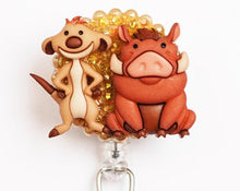 Load image into Gallery viewer, The Lion King&#39;s Timon And Pumbaa Retractable ID Badge Reel
