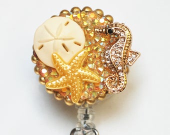 Golden Sea Life Retractable ID Badge Reel