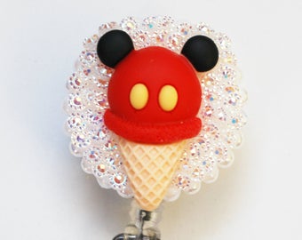 Mickey Mouse Ice Cream Retractable ID Badge Reel