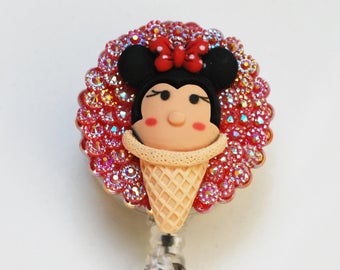 Minnie Mouse Ice Cream Retractable ID Badge Reel